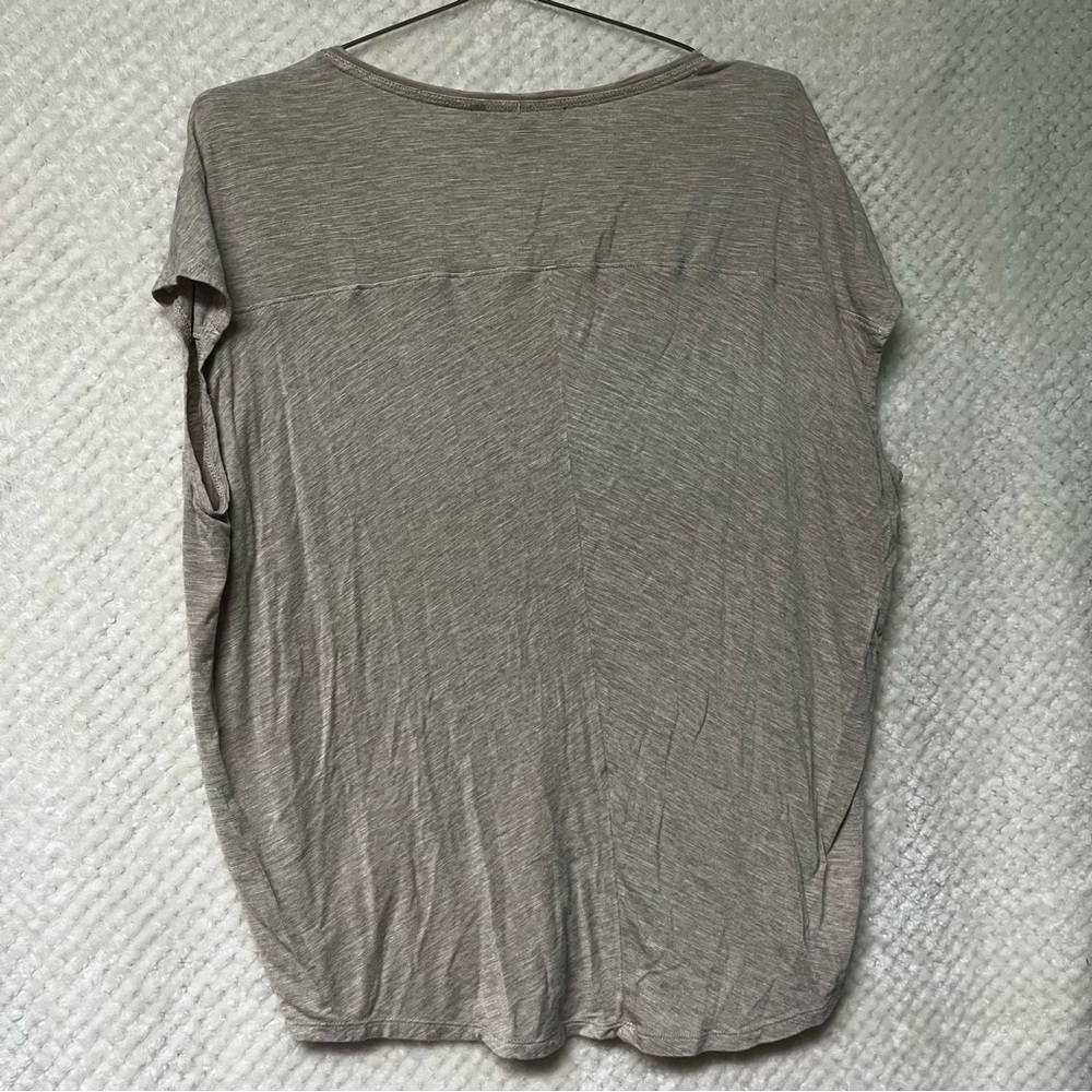 White House Black Market Top Short Sleeves Taupe Cream Casual Medium - Picture 5 of 7